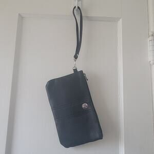 Stone Mountain black embossed wristlet purse